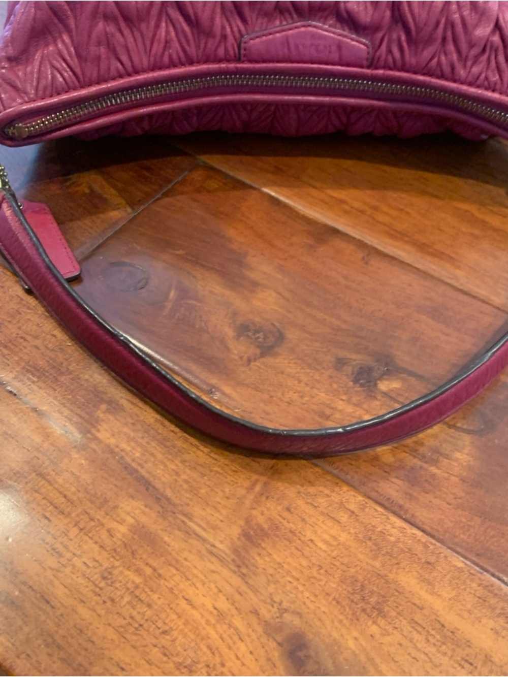COACH Madison Gathered Convertible Hobo Bag Raspberry AUTHENTIC - Picture 14 of 16